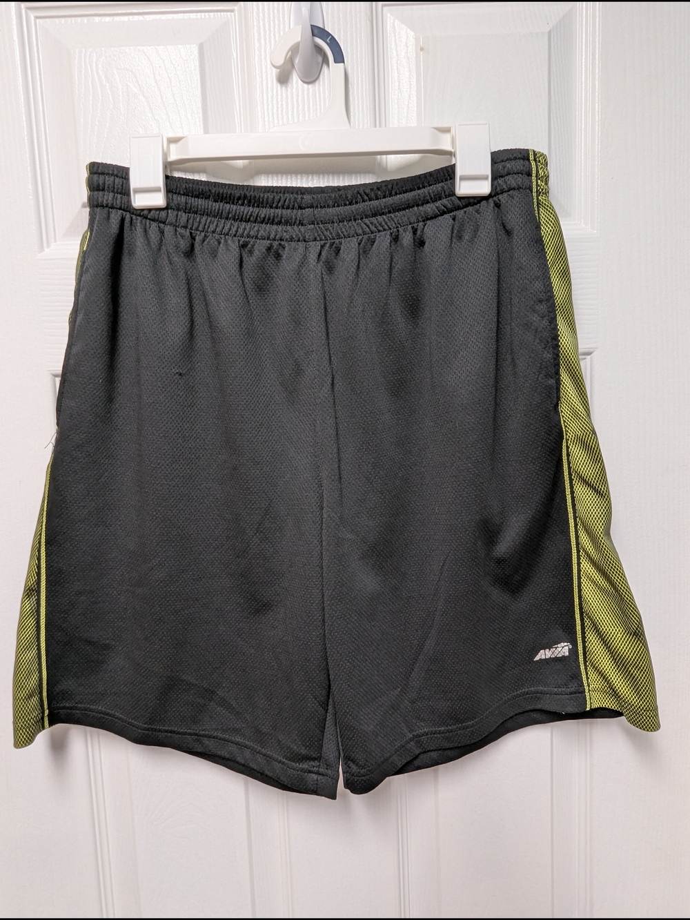 Avia Black Athletic Shorts with Lime Side Panels